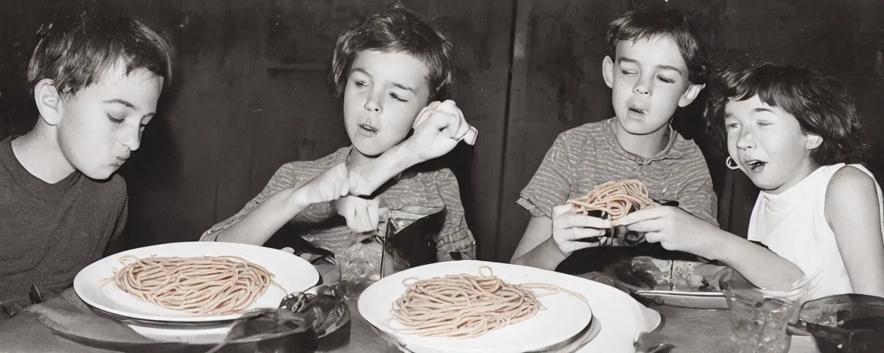 Image similar to a boy and girl on a date, sharing a plate of spaghetti kodachrome, in the style of lady and the tramp, retro