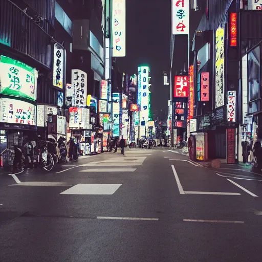 Prompt: overexposure photograph of the streets of Tokyo at night, 8k