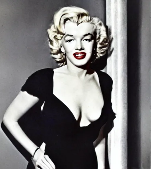 Prompt: 1950 autographed picture of Marilyn Monroe in color