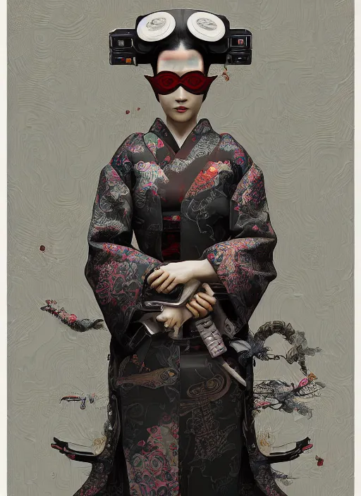 Prompt: portrait of a seductive cyberpunk geisha yakuza, imari, modern fine art, fractal, in the style of bladerunner, intricate ornaments, elegant, highly detailed, digital photography, subsurface scattering, by mc escher and greg rutkowski,
