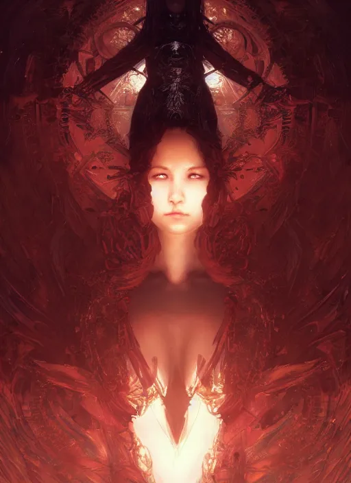 Prompt: woman covered by black oil, intricate lights, phoenix, bio luminescent, plasma, by ruan jia and artgerm and range murata and wlop and ross tran and william - adolphe bouguereau and beeple. key art. fantasy illustration. award winning, artstation, intricate details, realistic, hyperdetailed, 8 k resolution.