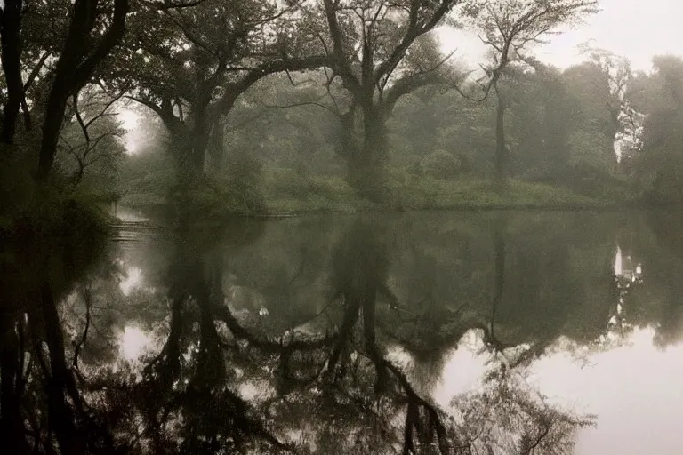Prompt: a beautiful serene landscape filled with rivers and trees, rainy day, beautiful lighting, high depth, ultra realistic, artistic, by annie leibovitz