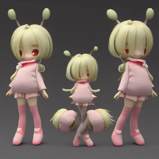 Image similar to cute fumo plush of a girl who loves to party, three point lighting, vray