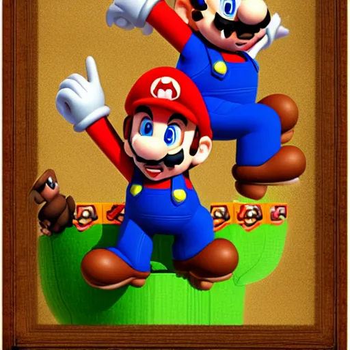 Image similar to super Mario Bros by Salvator Rosa