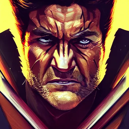 Prompt: wolverine in costumem starring into the camera, fixed eyes, cinematic, surreal, dramatic lighting, face, detailed, intricate, elegant, highly detailed, digital painting, artstation, chalk, concept art, smooth, sharp focus, illustration, art by sam spratt,