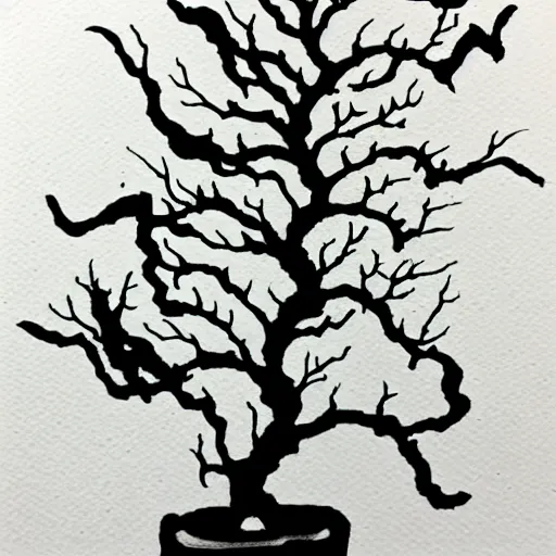 Image similar to zen ivy, ink