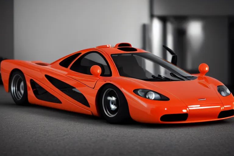 Image similar to cute cartoon McLaren F1, caricature style, octane render, unreal engine, 8k,