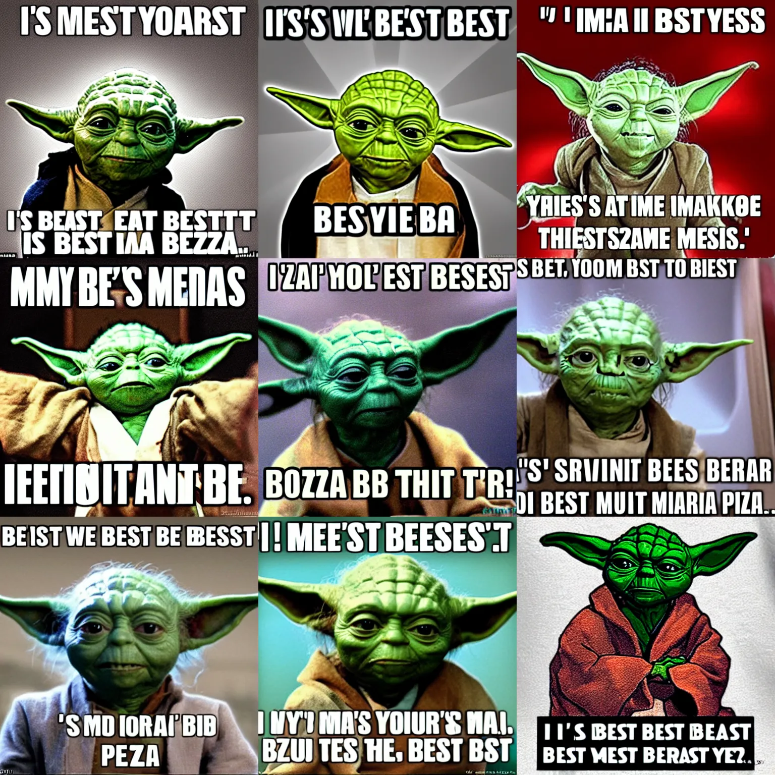 Prompt: i'm yoda and i make the best pizza, jesus christ!