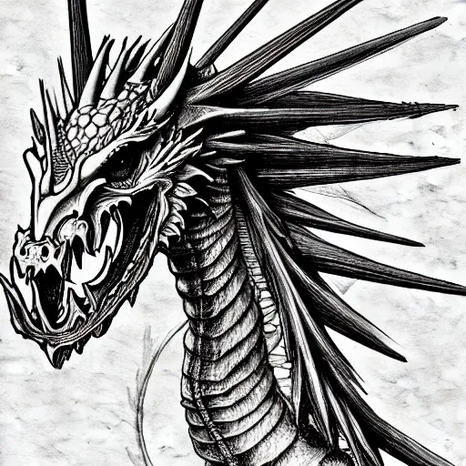 Image similar to medical drawing of a dragon, davinci, anatomical, overly detailed