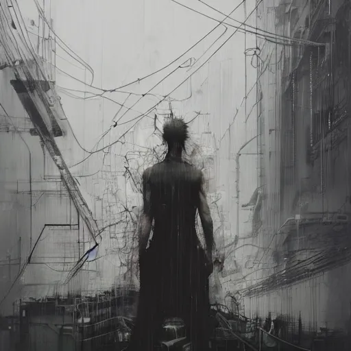 Image similar to screaming cyberpunk, wires, machines by emil melmoth zdzislaw belsinki craig mullins yoji shinkawa realistic render ominous detailed photo atmospheric by jeremy mann francis bacon and agnes cecile ink drips paint smears digital glitches glitchart