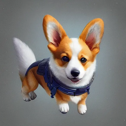 Prompt: a perfect digital painting of a cute corgi in outer space, hyperrealistic, extremely detailed, lifelike, greg rutkowski, artgerm, trending on artstation