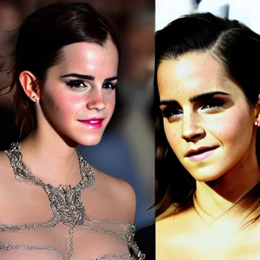 Image similar to emma watson mixed with kim kardashian, single full - figure profile