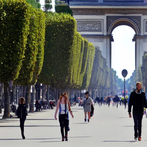 Prompt: Dragons walking down the Champs-Elysees