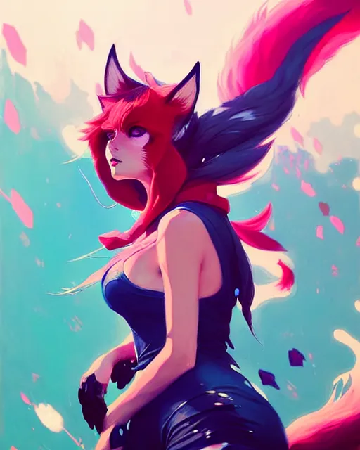 Prompt: a ultradetailed painting of ahri from league of legends by conrad roset, greg rutkowski and makoto shinkai trending on artstation