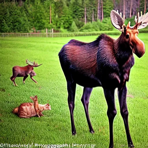 Image similar to a moose - cat - hybrid, animal photography