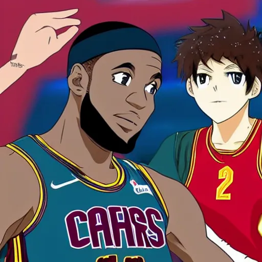 Prompt: lebron james as an anime character