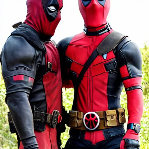 Image similar to deadpool and honeybee being best friends