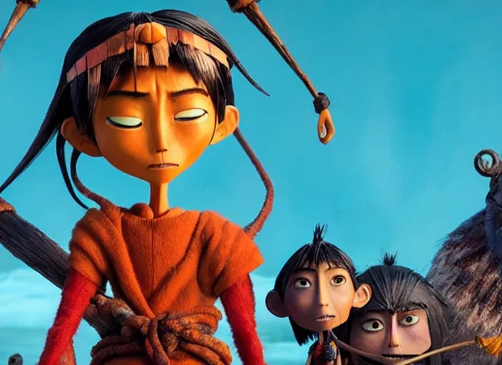 Image similar to A very high resolution image from a new movie, stop motion, Animated film Kubo, Kubo and the Two Strings, directed by wes anderson