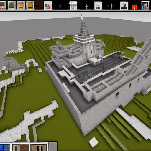 Image similar to castel sant angelo made in minecraft, screenshot