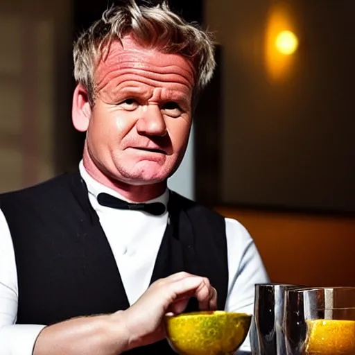 Image similar to < photo hd trending > gordon ramsey upset about being served boiled rocks < photo >