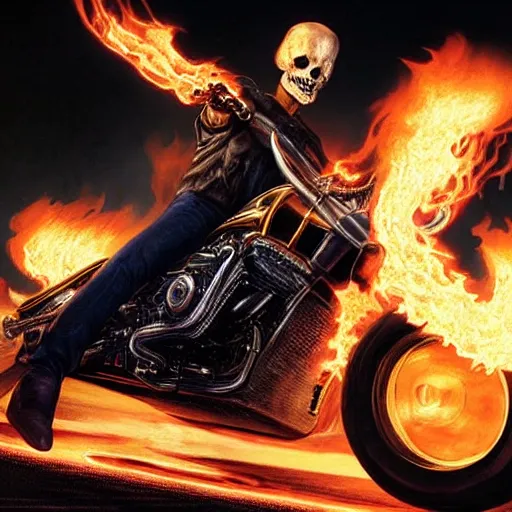 Prompt: keanu reaves as ghost rider 3 4 k quality super realistic
