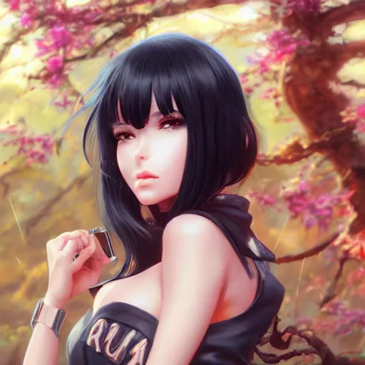 Image similar to realistic detailed semirealism beautiful gorgeous natural cute excited happy Nico Robin 4K high resolution quality artstyle professional artists WLOP, Aztodio, Taejune Kim, Guweiz, Pixiv, Instagram, Artstation