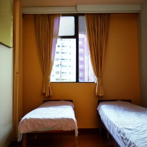 Prompt: Kowloon city apartment room.