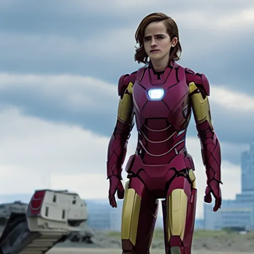 Image similar to a still of emma watson in iron man