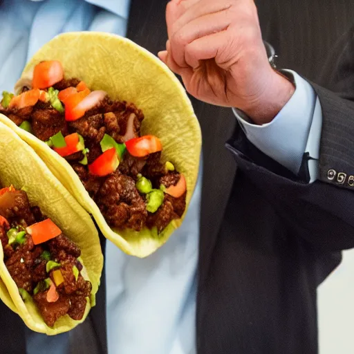 Image similar to Jim Cramer cannot stop eating tacos