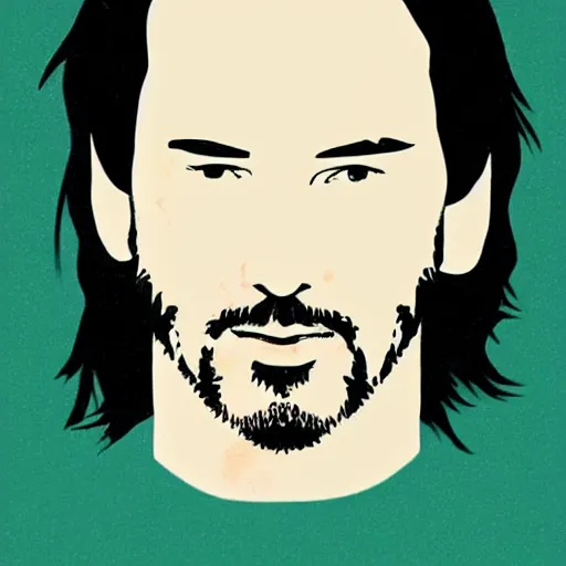 Prompt: 1960s minimalist illustration of Keanu Reeves