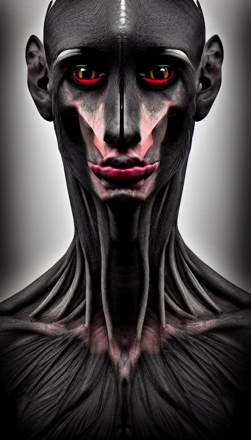 Prompt: epic professional digital art of a human - crow hybrid creature, portrait, human eyes, humanoid crow head, human skin, dark skin, humanoid figure