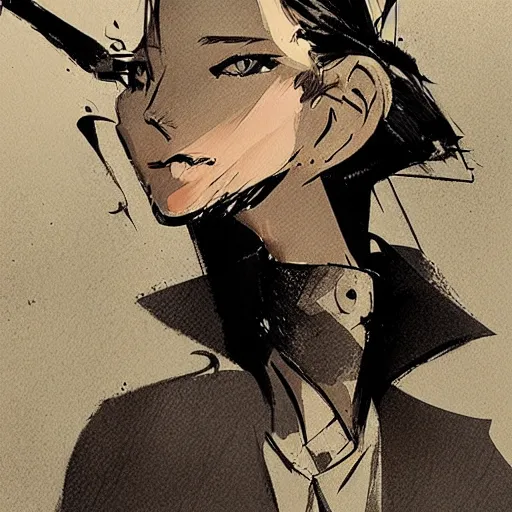 Prompt: character design concept by ashley wood, exquisite graphic art on a plain background, graphic novel cover art