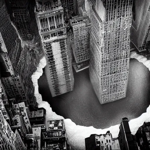 Image similar to a photograph of on Ancient otherworldly beings coming from under the earth and creating sink holes in new york city. Giant Ney York city sink hole engulfs entire city, City collapses in Sink Hole. crazy. wild. insane. realistic. satanic. dark. gloom. crazy. wow. imagine that. can you imagine that?. thank you. realistic. real. photography. photograph. historic photograph. 8k