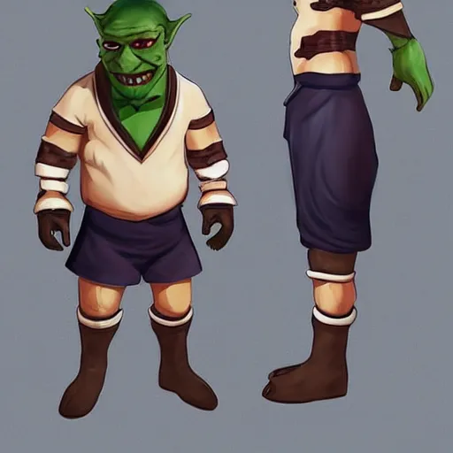 Image similar to character art for a orc clerc with a sailor outfit, concept character trending on artstation