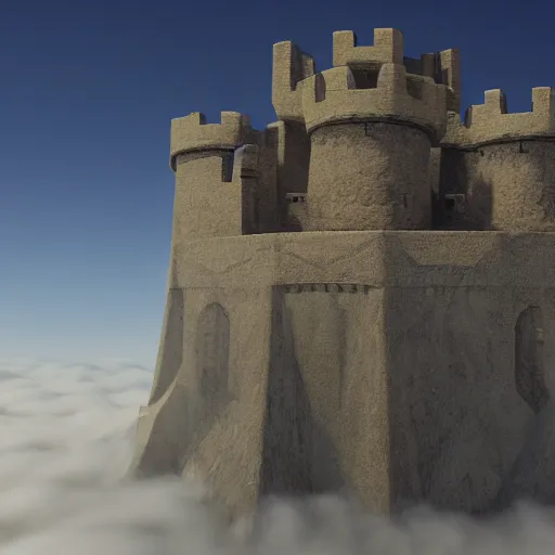 Prompt: a fortress made of clouds, photo realistic 4K