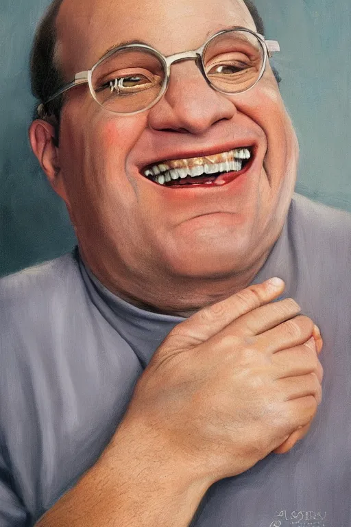 Prompt: george costanza being stunning his toe, oil on canvas, intricate, portrait, 8 k highly professionally detailed, hdr, cgsociety