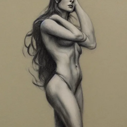 Prompt: frazetta woman full body portrait pencil art