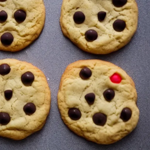 Prompt: Three cookies fighting with faces and cute little arms