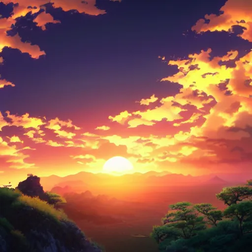 Image similar to Chinese dragon flying through a beautiful sunset sky, lighting, highly detailed, by Makoto Shinkai.