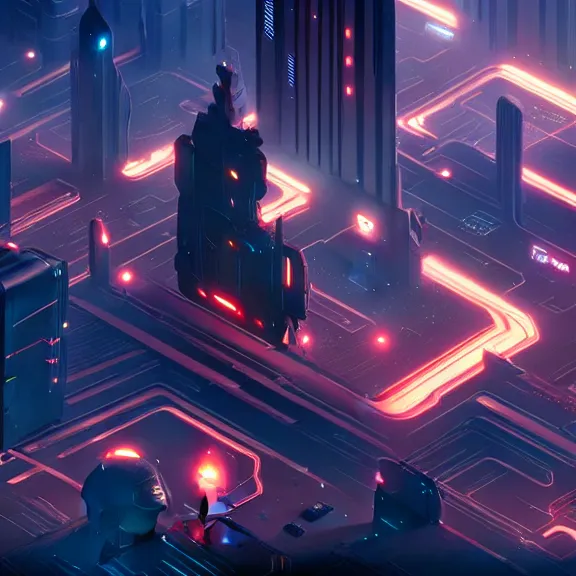 Image similar to sci-fi city. isometric view, Unreal Engine, Greg Rutkowski, ArtStation, 4k