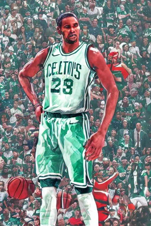 Prompt: boston celtics 4 th of july uniforms, patriotic, god bless america, concept art, red white blue green