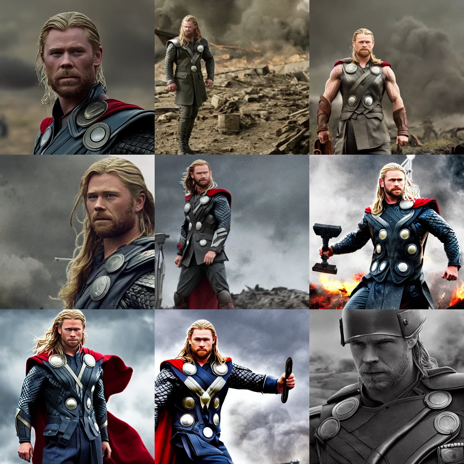 Prompt: Thor in World War 1, MCU photograph