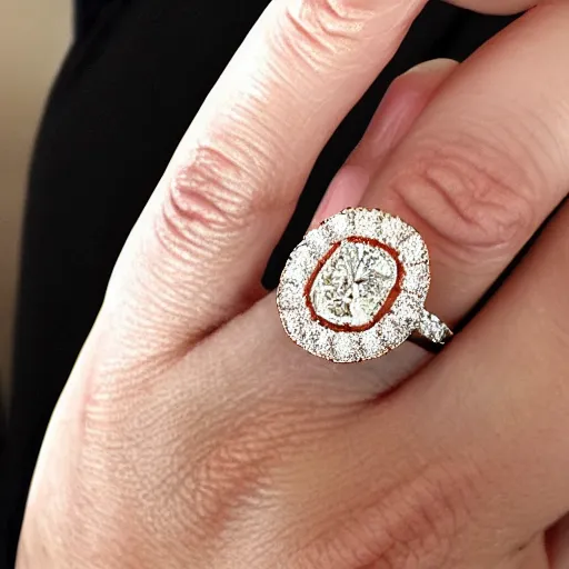 Image similar to stunning 4 5 carat diamond ring on wife finger