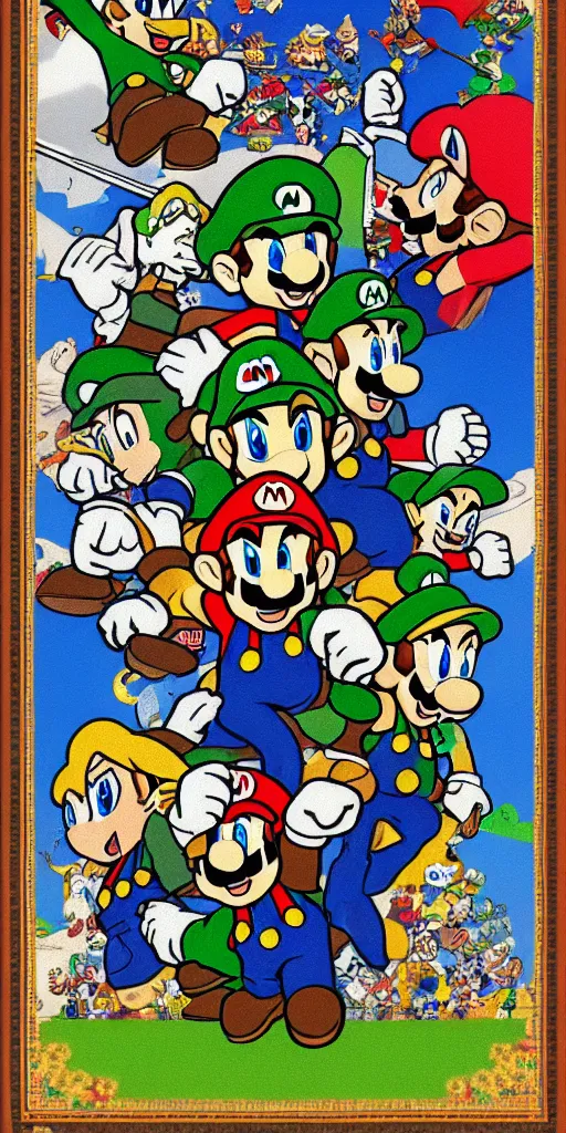 Image similar to Tapestry, Mario, Zelda, Link, Wind Waker, Luigi, Gannon