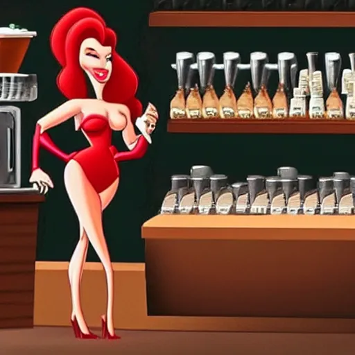 Image similar to jessica rabbit ordering coffee at starbucks