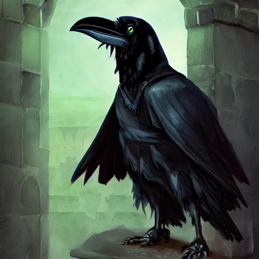 Prompt: portrait of a raven rogue in a castle. r / oldschoolfantasy