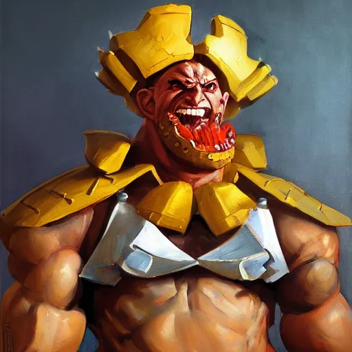 Image similar to greg manchess portrait painting of partially armored dhalsim from street fighter as overwatch character, medium shot, asymmetrical, profile picture, organic painting, sunny day, matte painting, bold shapes, hard edges, street art, trending on artstation, by huang guangjian and gil elvgren and gerald brom