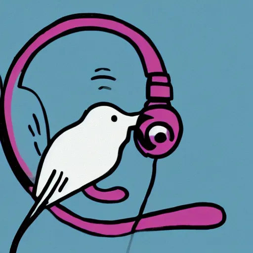 Image similar to a bird wearing headphones