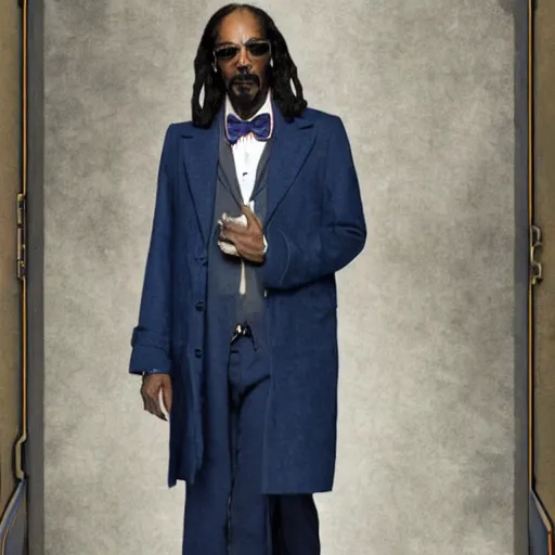 Prompt: snoop dogg as a rough dirty old man with a scruffy beard in a dark blue trenchcoat as the new doctor who, cinematic, volumetric lighting, f 8 aperture, cinematic eastman 5 3 8 4 film, photorealistic by greg rutkowski, by stanley artgerm, by alphonse mucha