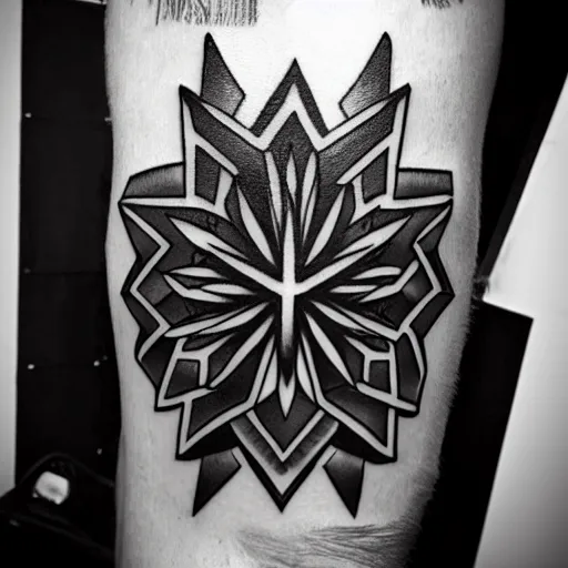 Image similar to geometrical tattoo, phoenix